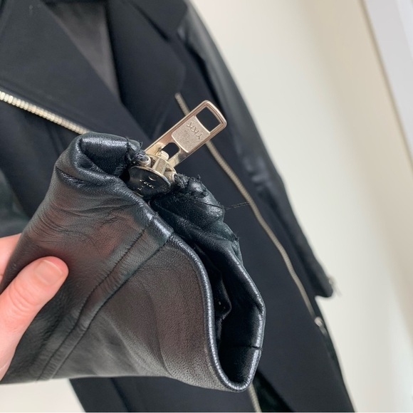 Mackage Women's Dale Wool Trench Coat Asymmetrical Leather Sleeves Size XXS - Picture 12 of 16